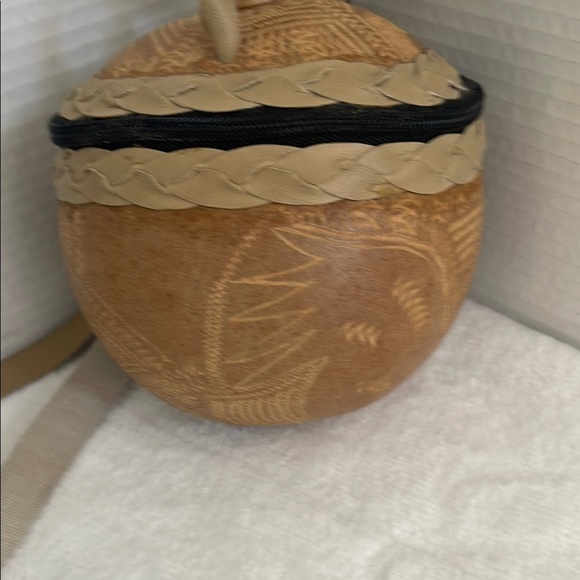 Jamaican handmade Tan and Black Mini Bag with Woven Texture - Picture 2 of 5